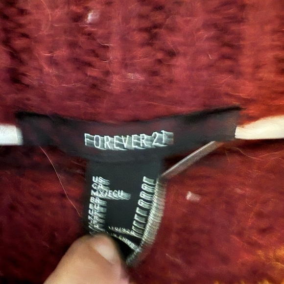 Forever 21 Burgundy and Mustard Striped Sweater - Picture 5 of 5